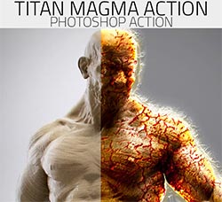 PS动作－岩浆裂纹：Titan - Magma Photoshop Action